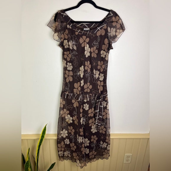 Vtg Y2K Believe Drop Waist Midi Dress 10 Fairy Grunge Whimsical Earthy Woodsy - Picture 9 of 10